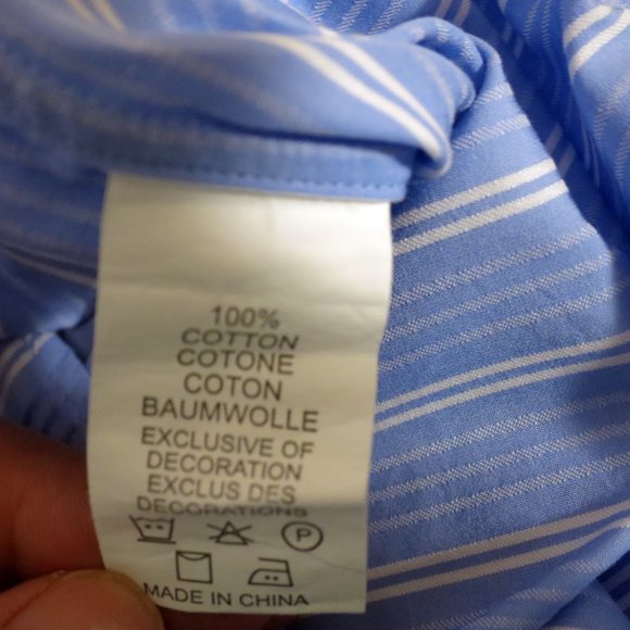 Robert Graham Mens Long Sleeve Button Shirt Size 15.5 Blue White Stripes - Picture 8 of 9